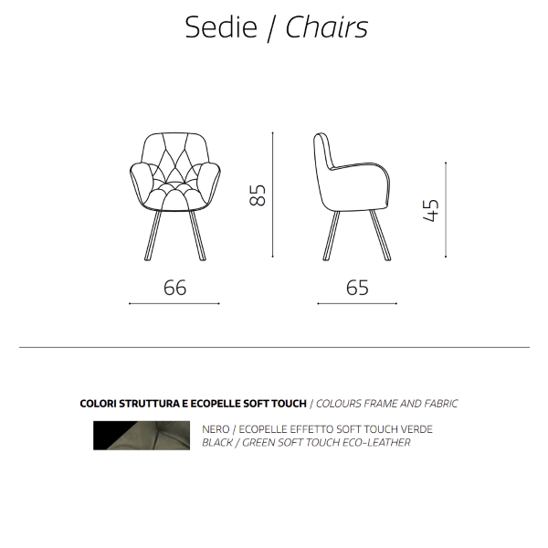 Wohnzimmerstuhl aus grünem Kunstleder mit Metallbeinen CELIA Set 2 Stück