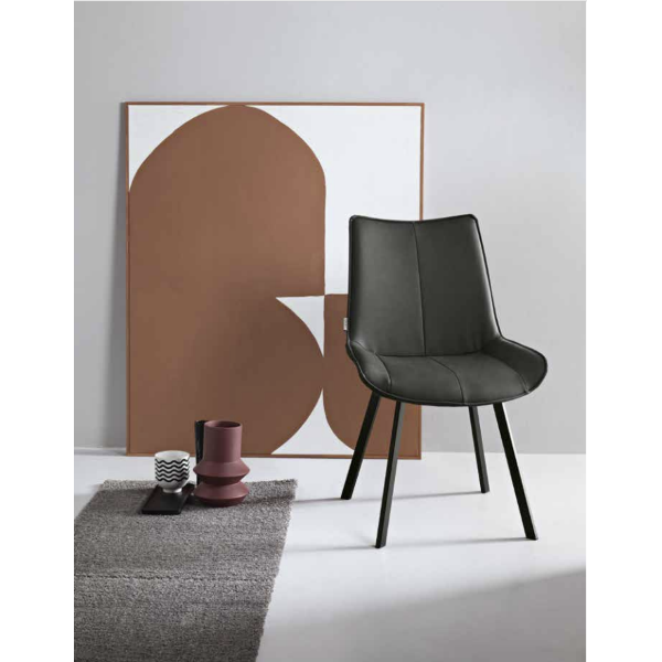 Esszimmerstuhl aus Kunstleder mit Sitz und Beinen in Anthrazit CLODIA Set 2 Stück