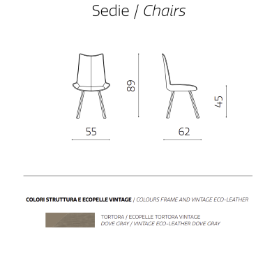 Esszimmerstuhl aus Kunstleder mit taubengrauer Sitzfläche und Beinen CLODIA Set 2 Stück