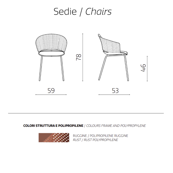 Stuhl aus robustem Polypropylen und Polsterung aus Polyurethan CUTOLO 2 Stühle