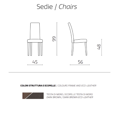 Öko-Ledersessel mit lackierten Beinen DARK BROWN mod. DENVER 2-teiliges Set