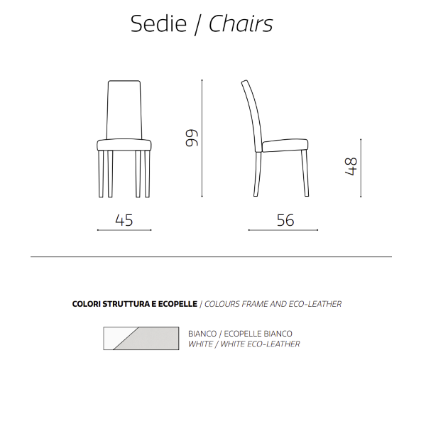 Öko-Ledersessel mit weiß lackierten Beinen mod. DENVER 2-teiliges Set