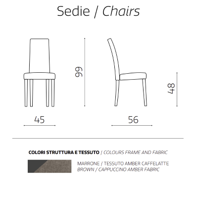 Stuhl aus Caffèlatte-Stoff mit Holzbeinen DENVER 2 Stühle