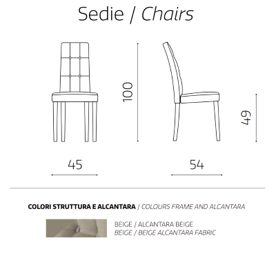 DOUGLAS beige Alcantara Stoff Küchenstuhl Set 2 teilig