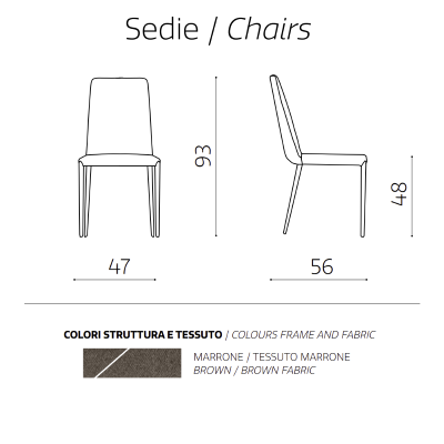 Chaise rembourrée en tissu marron ETTORE 2 chaises