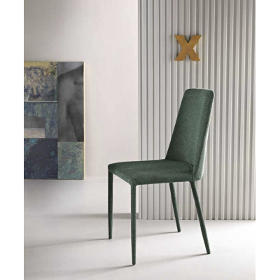 Gepolsterter Stuhl aus grünem Stoff ETTORE 2 Stühle