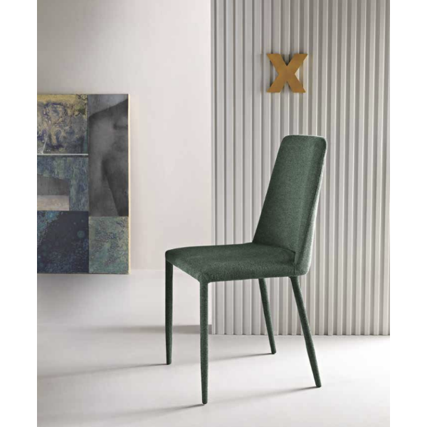 Gepolsterter Stuhl aus grünem Stoff ETTORE 2 Stühle