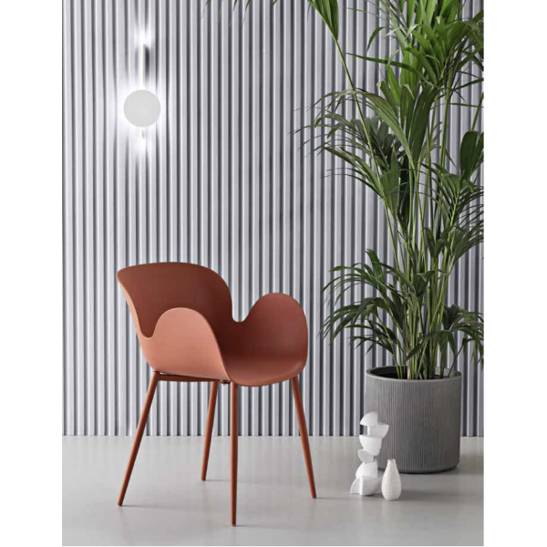 Silla ruggine polipropileno con estructura metálica FLUO 2 sillas