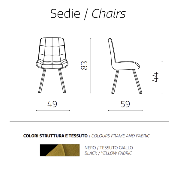 Küchenstuhl aus gelbem Stoff Metallbeine FRIEDIC Set 2 Stück