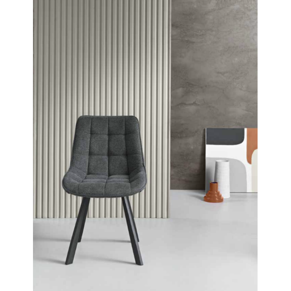 Küchenstuhl aus rauchgrauem Stoff mit Metallbeinen FRIEDIC Set 2 Stück