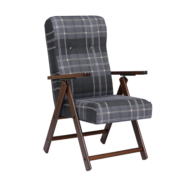 Reclining armchair in beech wood and Dark Gray fabric - Molisana