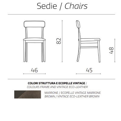 Chaise en éco-cuir marron structure en bois LIPSIA 2 chaises