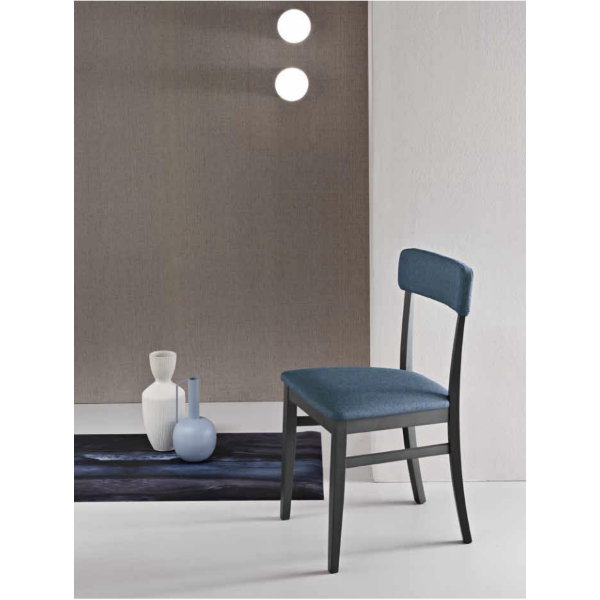 Blauer Stoffstuhl mit Holzstruktur LIPSIA 2 Stühle