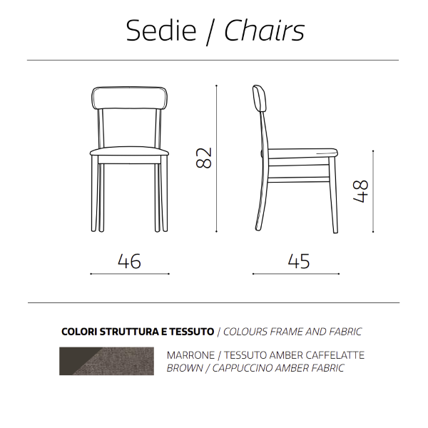 Stuhl aus Caffèlatte-Stoff mit Holzstruktur LIPSIA 2 Stühle