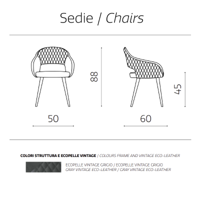 Esszimmerstuhl aus Kunstleder - gepolstert LIVING Grey 2 Stühle