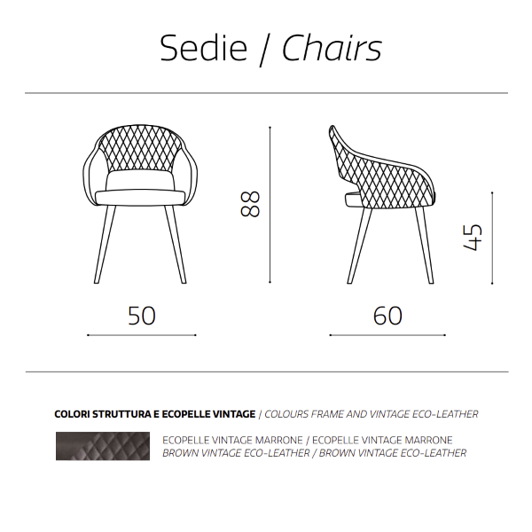 Esszimmerstuhl aus Kunstleder - gepolstert LIVING Brown 2 Stühle