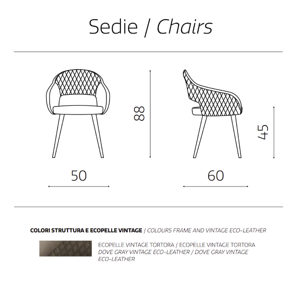 Esszimmerstuhl aus Kunstleder - gepolstert LIVING Taubengrau 2 Stühle