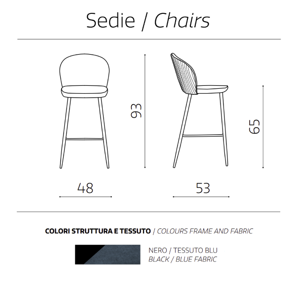 Blauer Stoffhocker mit Metallstruktur MEGGIE 2 Stück