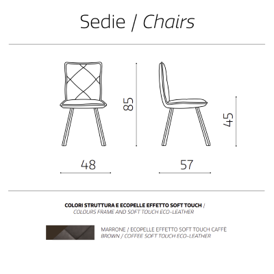 Sedia pranzo Ecopelle Caffè moderno ROLL 2 sedie