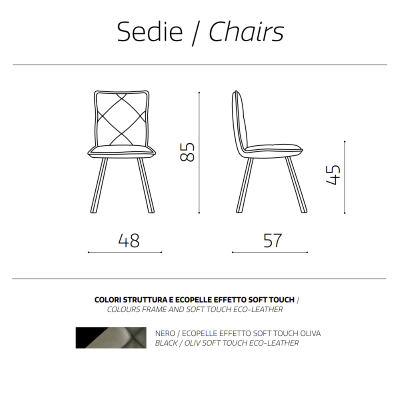 Esszimmerstuhl Öko-Leder oliv - moderne 2 ROLL Stühle