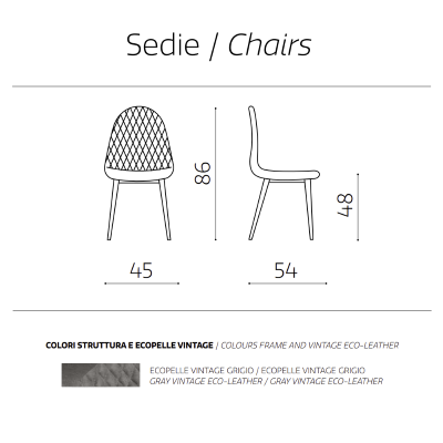 Esszimmerstuhl aus grauem Kunstleder - SOFT 2 Stühle