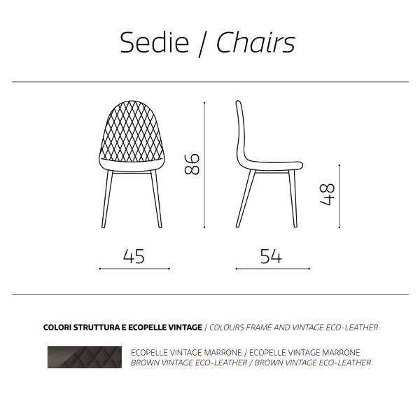 Chaise de salle à manger en éco-cuir marron - SOFT 2 chaises