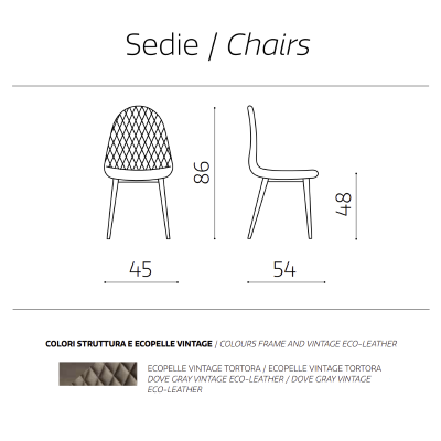 Tortora Esszimmerstuhl aus Kunstleder - SOFT 2 Stühle