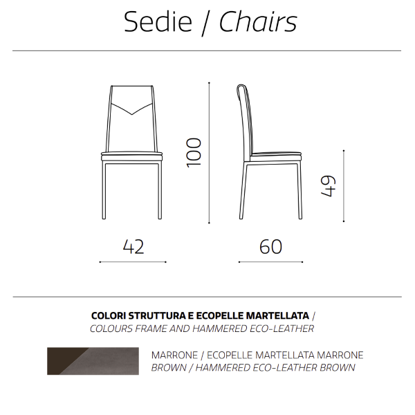 Chaise de salle à manger en éco-cuir marron - VIVIENNE 2 chaises