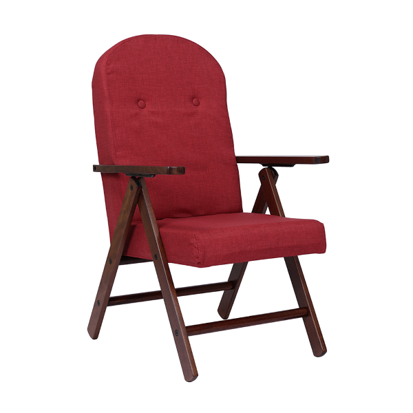 Fauteuil en bois de hêtre et tissu bordeaux uni AMALFI
