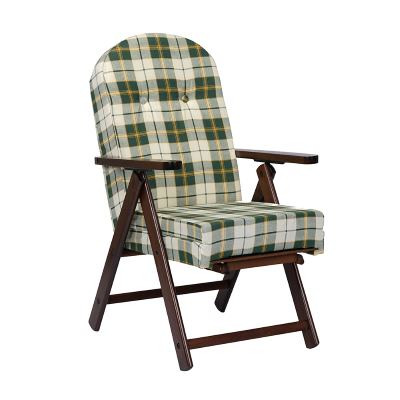 Fauteuil inclinable en bois avec repose-pieds et tissu Vert - AMALFI