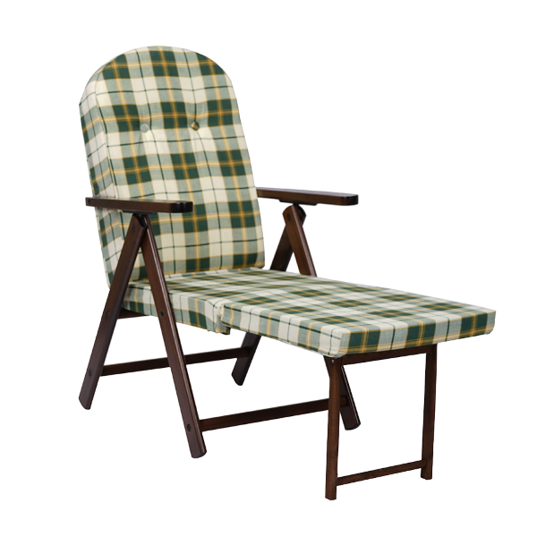 Fauteuil inclinable en bois avec repose-pieds et tissu Vert - AMALFI