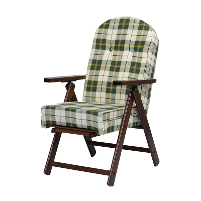 Fauteuil inclinable en bois avec repose-pieds et tissu Vert - AMALFI