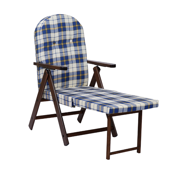Fauteuil repose-pieds inclinable en bois et tissu Blu - AMALFI
