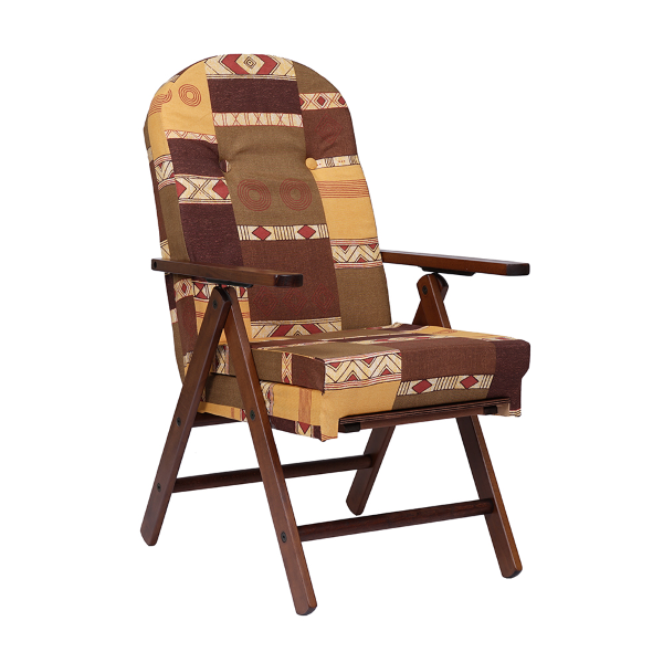 Fauteuil avec repose-pieds inclinable en bois avec tissu Fantasia -AMALFI