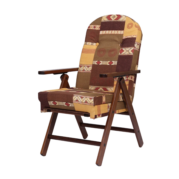 Fauteuil avec repose-pieds inclinable en bois avec tissu Fantasia -AMALFI