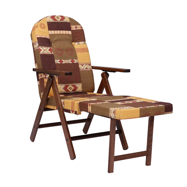 Fauteuil avec repose-pieds inclinable en bois avec tissu Fantasia -AMALFI