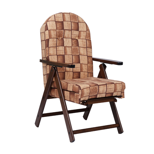 Fauteuil avec repose-pieds inclinable en bois en tissu brique - AMALFI