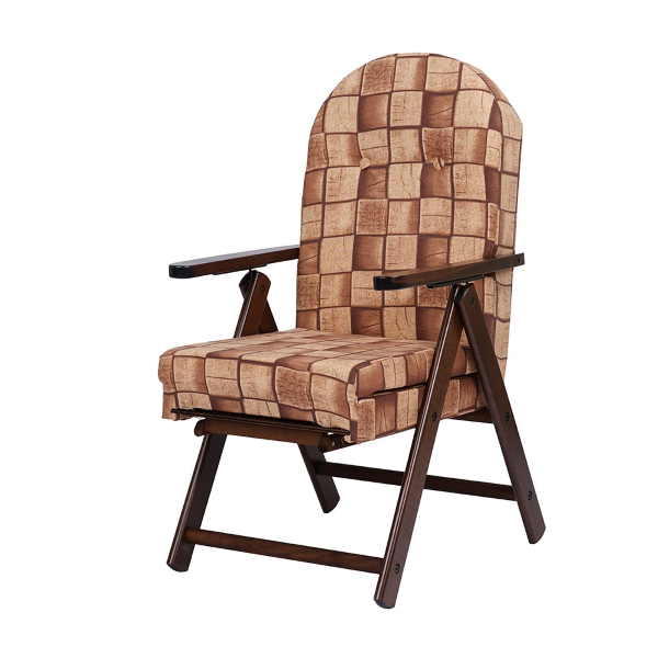 Fauteuil avec repose-pieds inclinable en bois en tissu brique - AMALFI