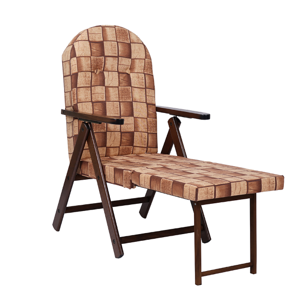 Fauteuil avec repose-pieds inclinable en bois en tissu brique - AMALFI