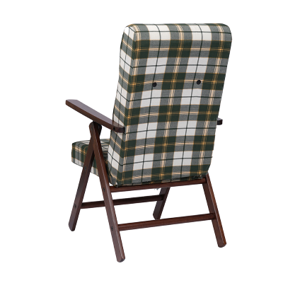 Poltrona reclinabile legno di faggio e tessuto Verde Quadri - Molisana 