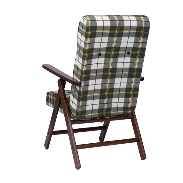 Poltrona reclinabile legno di faggio e tessuto Verde Quadri - Molisana 