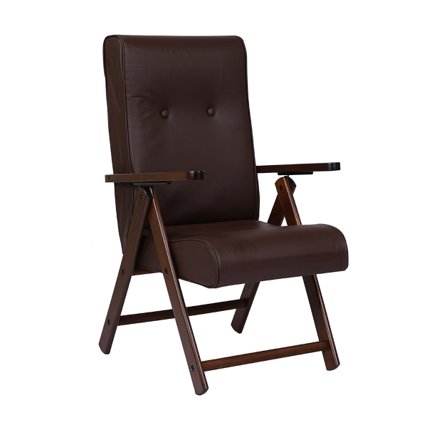 Poltrona in legno di faggio reclinabile in ecopelle Marrone - Molisana