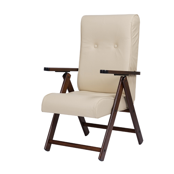 Fauteuil inclinable en éco-cuir crème et bois de hêtre - Molisana