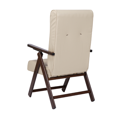 Fauteuil inclinable en éco-cuir crème et bois de hêtre - Molisana