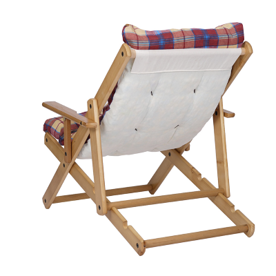 Poltrona in legno pieghevole 3 posizioni - cuscino tessuto Bordeaux