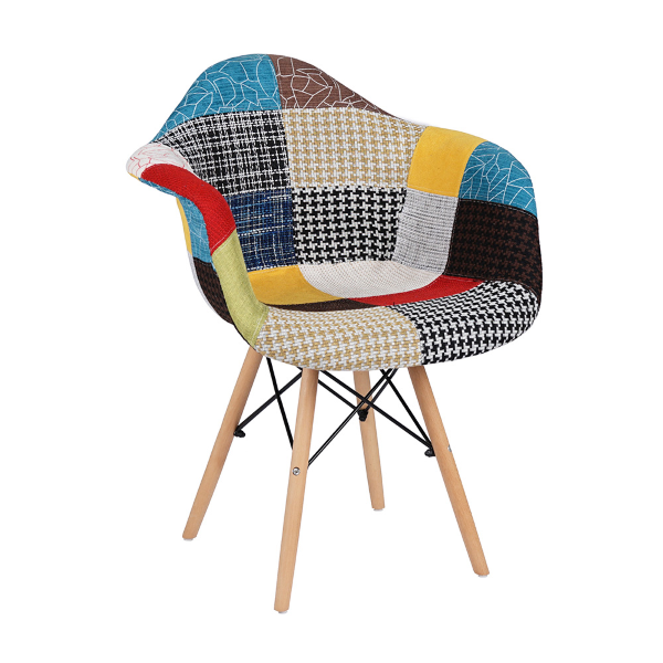 Sedia poltroncina PATCHWORK con gambe in faggio SET 2 PEZZI