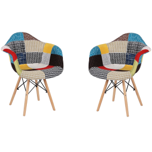 Sedia poltroncina PATCHWORK con gambe in faggio SET 2 PEZZI