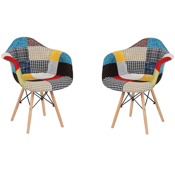 Sedia poltroncina PATCHWORK con gambe in faggio SET 2 PEZZI