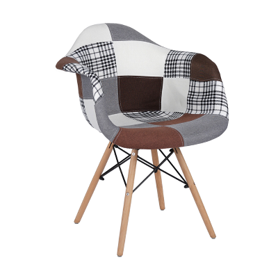 Poltrona sedia in tessuto patchwork marrone imbottita EMILY SET 2 PEZZI