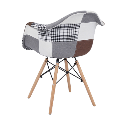 Poltrona sedia in tessuto patchwork marrone imbottita EMILY SET 2 PEZZI